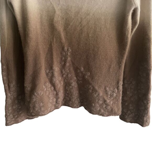 NOUGAT London Ombré Angora Cowl Neck Bell Sleeve Embroidered Sweater Tan M - Picture 9 of 11